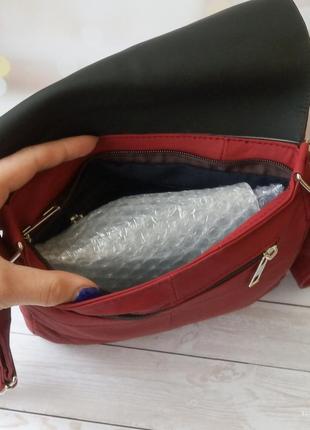 Женская кожная сумка кармелита  – сумка из натуральной кожи.  цвет  –  красный, матовый2 фото
