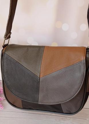 Жіноча шкіряна сумка оліві - сумка з натуральної шкіри.  колір унікальний, без повтору