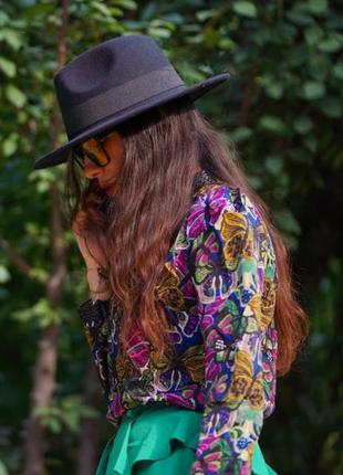 Блуза разноцветная принтом бабочек топ рубашка крупные размеры шелк летняя одежда оверсайз boohoo