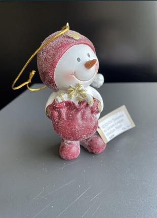 Новорічна ялинкова прикраса / іграшка із полістоуна сніговичок2 фото