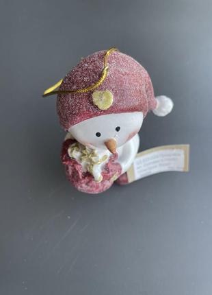 Новорічна ялинкова прикраса / іграшка із полістоуна сніговичок3 фото