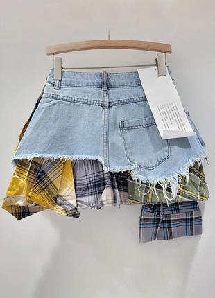 Дуже класна комбінована джинсова юбка- шорти5 фото