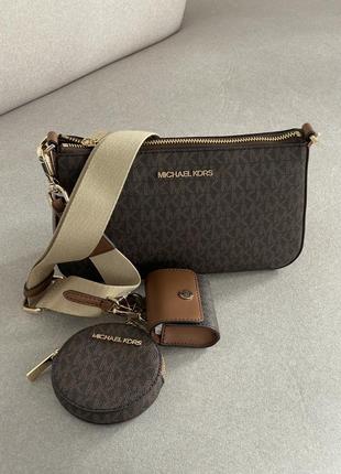 Сумка michael kors jet set logo crossbody bag with case for apple airpods pro оригінал