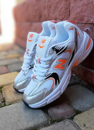 Женские кроссовки new balance 530 белые с серебром и оранжевым снижка sale <unk> smb