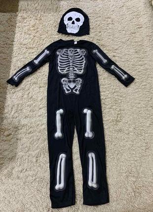 Костюм скелет с маской на11-12лет хеллоуин