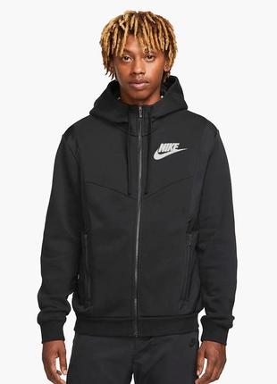 Толстовка nike sportswear hybrid full-zip fleece hoodie black do7228-010 s