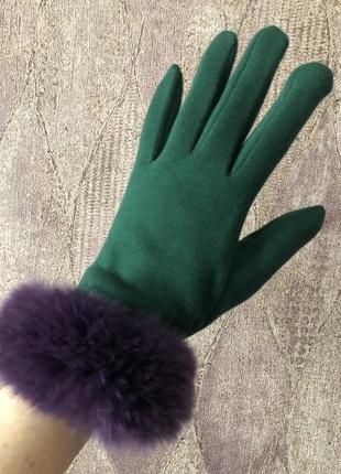 Трикотажные перчатки с мехом