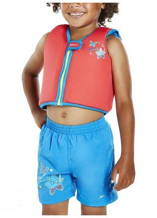 Дитячий костюм для плавання неопреновий жилет для плавання speedo sea squad swim vest im red/blue2 фото