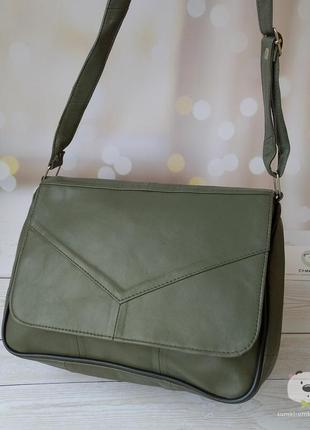 Женская сумка доминика – сумка из натуральной кожи, цвет хвоя. матовая кожа  размеры:  24 см*19 см*8