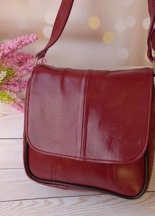 Женская кожаная лаковая сумка люсиль  – сумка из натуральной, лаковой кожи.  цвет –  бордо6 фото