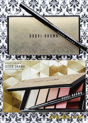 Набор bobbi brown disco drama eyeshadow palette set палетка теней и карандаш perfectly defined liner