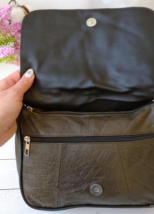 Жіноча сумка азіза - сумка з натуральної шкіри, колір коричнево-зелений  розміри:  24 см*19 см*8 см4 фото
