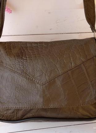 Жіноча сумка азіза - сумка з натуральної шкіри, колір коричнево-зелений  розміри:  24 см*19 см*8 см2 фото
