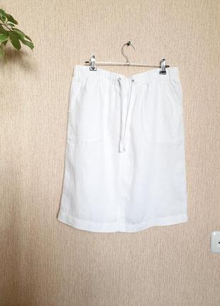Стильная, трендовая льняная юбка с карманами от marks&spencer, лён1 фото