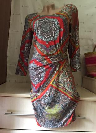 Стильное платье миди вискоза индийский принт сарафан