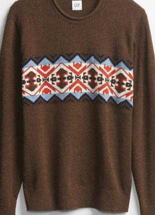 Джемпер свитер коричневый с орнаментом2 фото