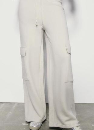 Штаны трикотажные карго широкие зара zara m