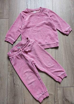 Костюм комплект набір на дівчинку h&m велюровий 86 см 12 18 місяців міс набор на девочку велюровый
