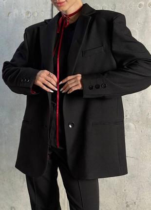 Длинный классический пиджак качественный прямой воротник на подкладке жакет пуговицы стиль плечики плетенки пуговицы карман воротник длинный оверсайз объемный карманы1 фото