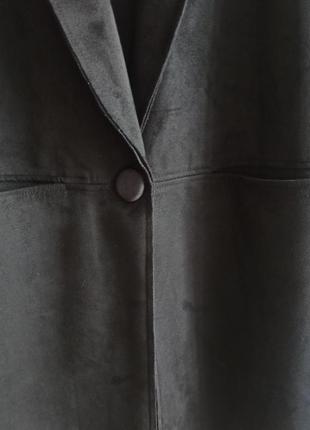 Удлиненный пиджак, блейзер, теплый, под замш, материал неопрен.9 фото