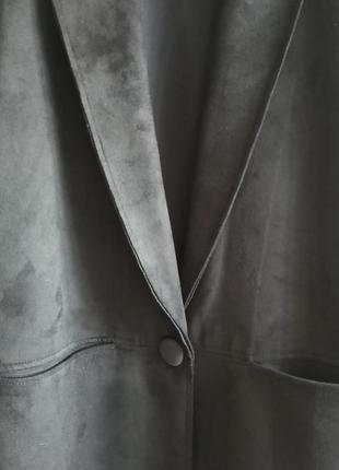 Удлиненный пиджак, блейзер, теплый, под замш, материал неопрен.5 фото