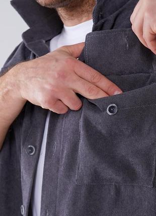 Діловий чоловічий вельветовий костюм трендовий комплект сорочка і брюки вільного крою2 фото