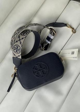 Сумка брендовая tory burch blue mini miller leather crossbody bag кожа оригинал на подарок