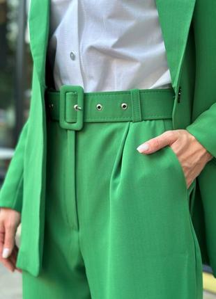 Костюм тройка ( пиджак +брюки с поясом +рубашка) твил - стрейч+костюмка,розовый, зеленый5 фото