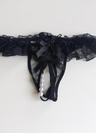 Чорні еротичні трусики стрінги пів обхват 28-52 см, висота - 17 см підійдуть на розмір xs/s/m