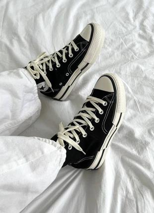 Женские кеды converse chuck taylor vintage 70 plus hi blackwhite8 фото