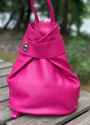 Шкіряний малиновий рюкзак stella, італія, кольори в асортименті1 фото