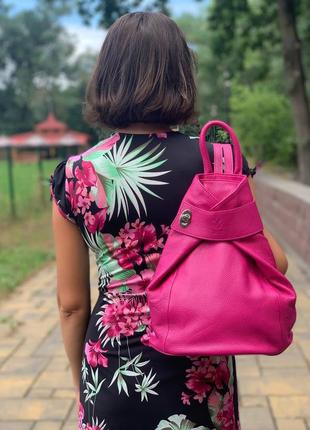 Кожаный малиновый рюкзак stella, италия, цвета в ассортименте3 фото
