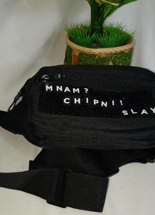 Текстильная черная сумка на пояс cropp+подарок5 фото