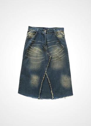 Юбка дерти деним y2k миди с потертостями пирсинг