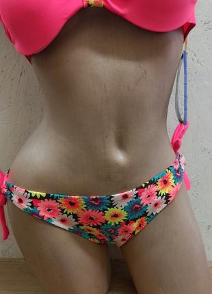 Купальник женский раздельный розовый с цветами яркий анжелика размер s/m