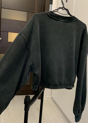 Укороченный свитшот с принтом, вареный свитшот