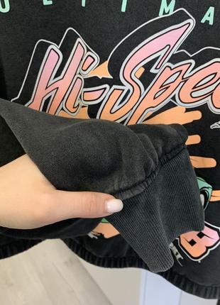 Укороченный свитшот с принтом, вареный свитшот