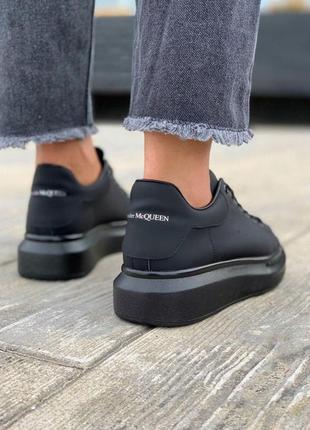 Alexander mcqueen шкіряні кросівки маквин з залізним носком чорний колір (36-40)💜7 фото