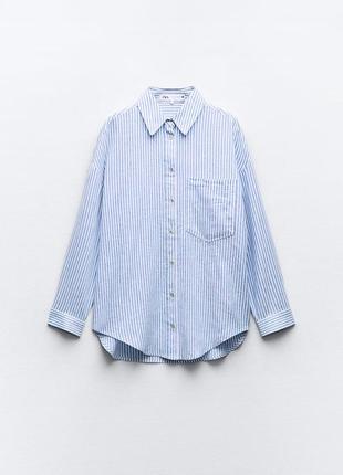 Смугаста сорочка з льоном