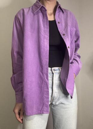 Вельветова сорочка лавандова блузка вельвет сорочка оверсайз сорочка бавовна блуза лавандова сорочка вінтажна блуза