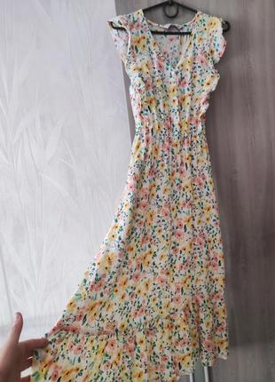 Летнее платье с цветами, вискоза1 фото