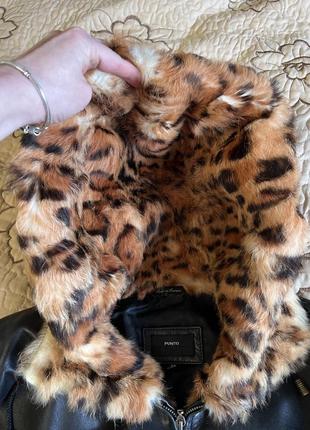 Кожаная курточка женская кожанка с капюшоном натуральный мех стильная классная punto бренд4 фото