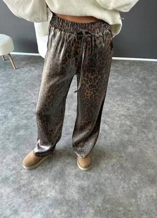 Штаны брюки женские шелк леопардовые5 фото