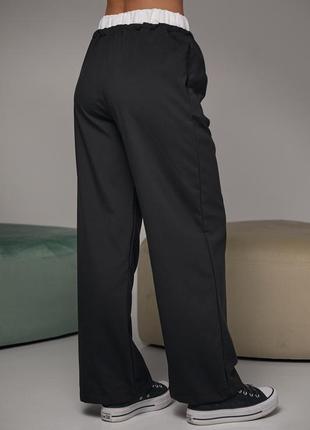 Женские брюки на завязках с белой резинкой на талии5 фото