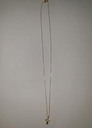 Женская золотая цепочка с двойным крестиком 750 пробы, приобретенная в европе. длина 46 см.2 фото
