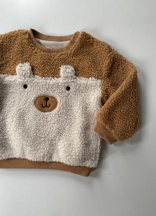 Плюшевая теплая кофта свитер на малыша тедди свитшот худи кофточка 6-9 мес 9-12 мес 74 р 80 р6 фото