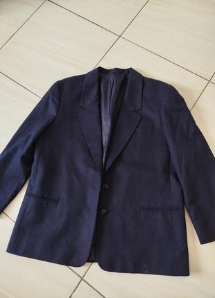 Темно синий женский шерстяной пиджак блейзер4 фото