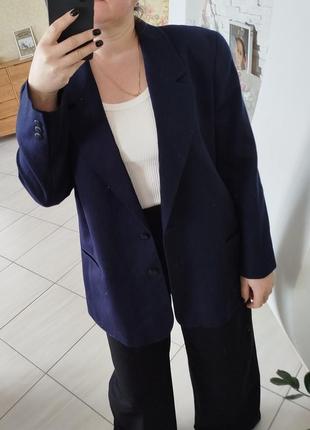 Темно синий женский шерстяной пиджак блейзер2 фото