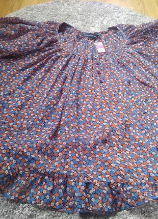 💙🧡🤎яркая шелковая клеш блуза в цветочный принт оверсайз2 фото