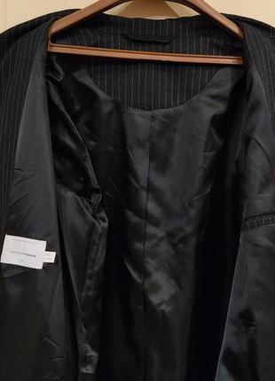 Topman premium мужское стильное черное пальто в полоску тренч10 фото